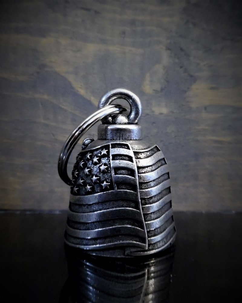 USA Flag - Pewter - Motorcycle Gremlin Bell - Made In USA - SKU BB34-DS