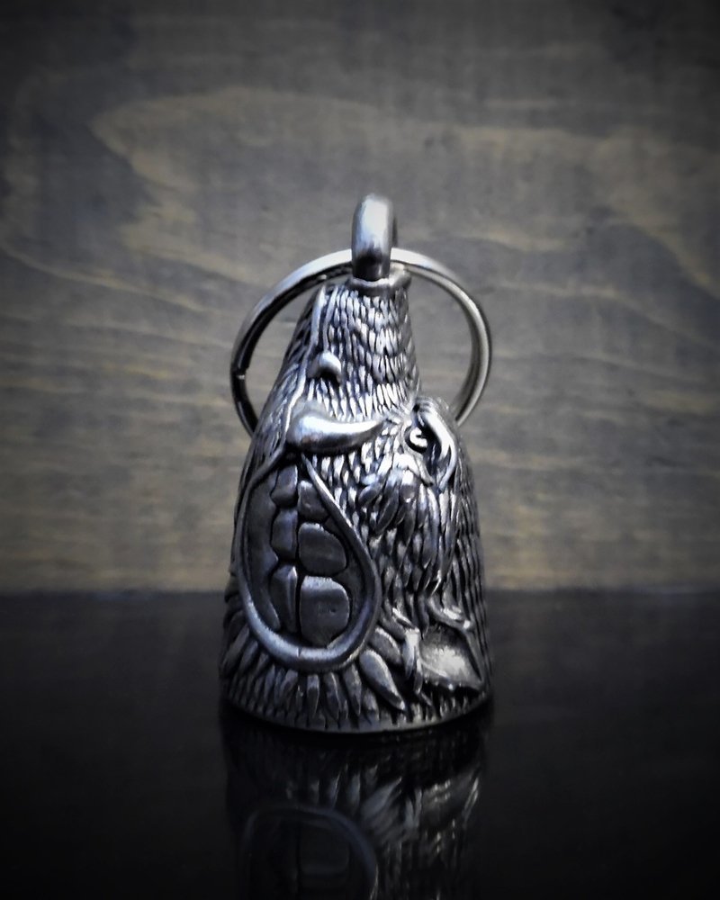 Hog Head - Pewter - Motorcycle Spirit Bell - Made In USA - SKU BB35-DS - Image 2