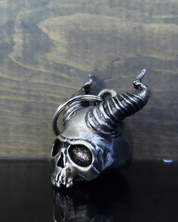 Hell Skull - Pewter - Motorcycle Gremlin Bell - Made In USA - SKU BB80-DS - Image 2