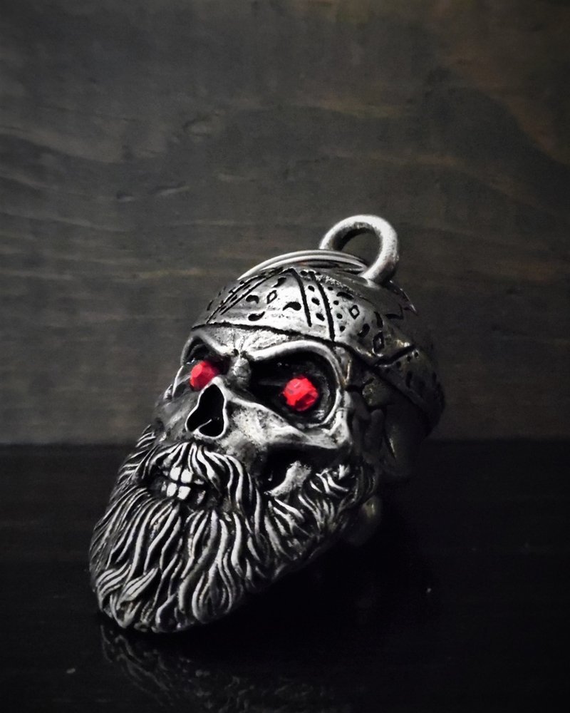 Old School Biker Skull Diamond - Pewter - Motorcycle Gremlin Bell - Made In USA - SKU BB97-DS - Image 2