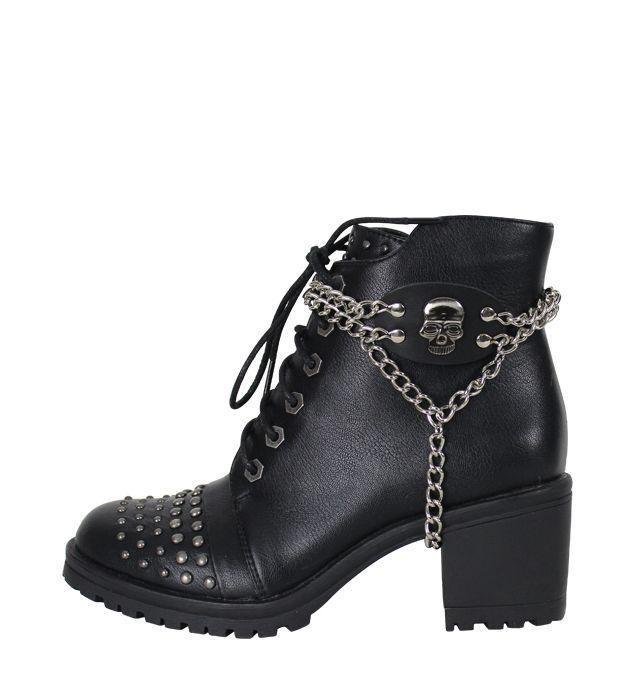 Pair of Women's Biker Boot Chains - Chrome Skull - BCN101-DL - Image 3