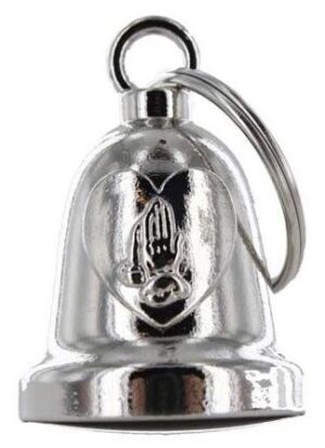 Praying Hands Inside Heart - Chrome Motorcycle Ride Bell - SKU GRL-BLC23-DL