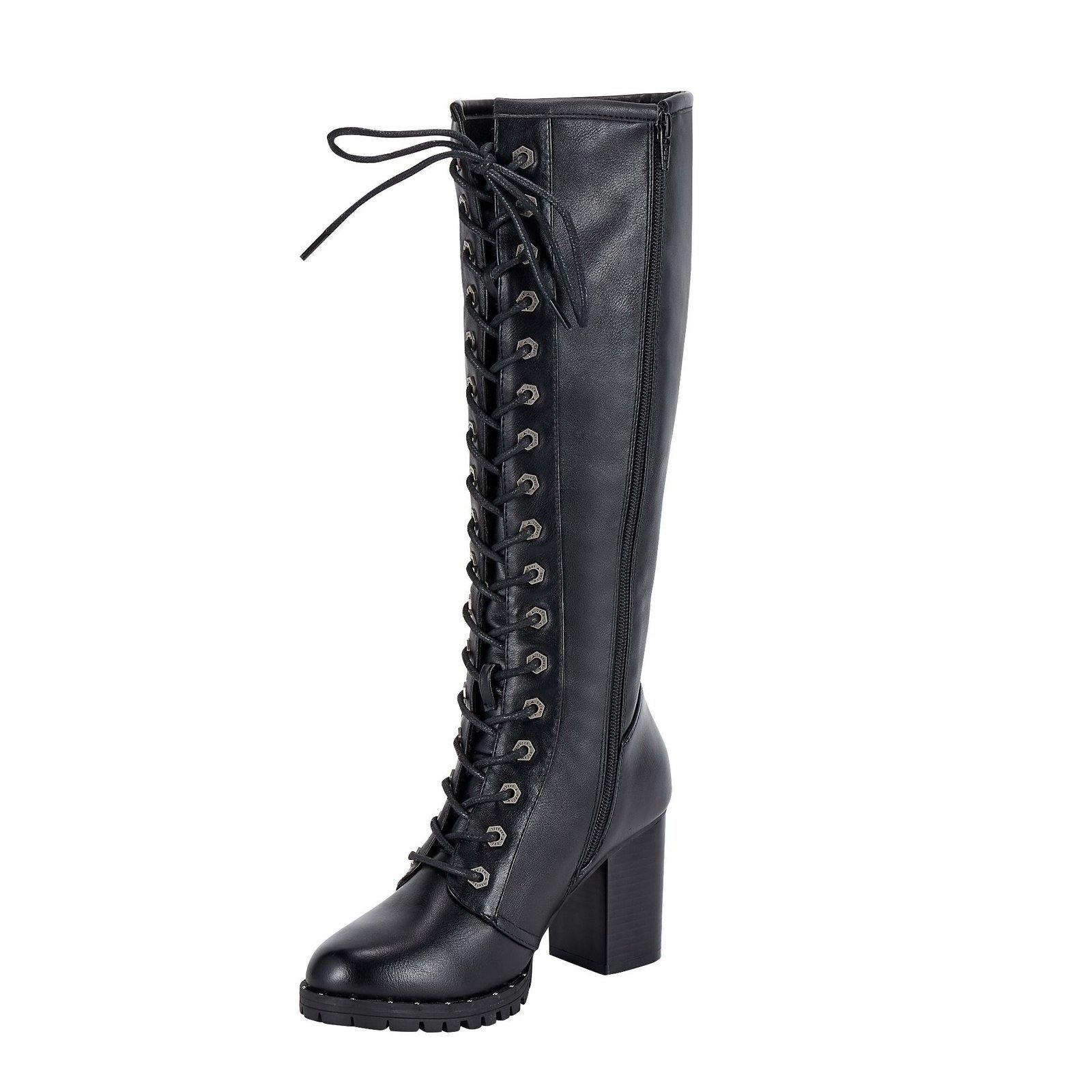 Motorcycle Boots - Women's - Knee High - Chunky Heel and Zipper - BTL7006-DL - Image 10