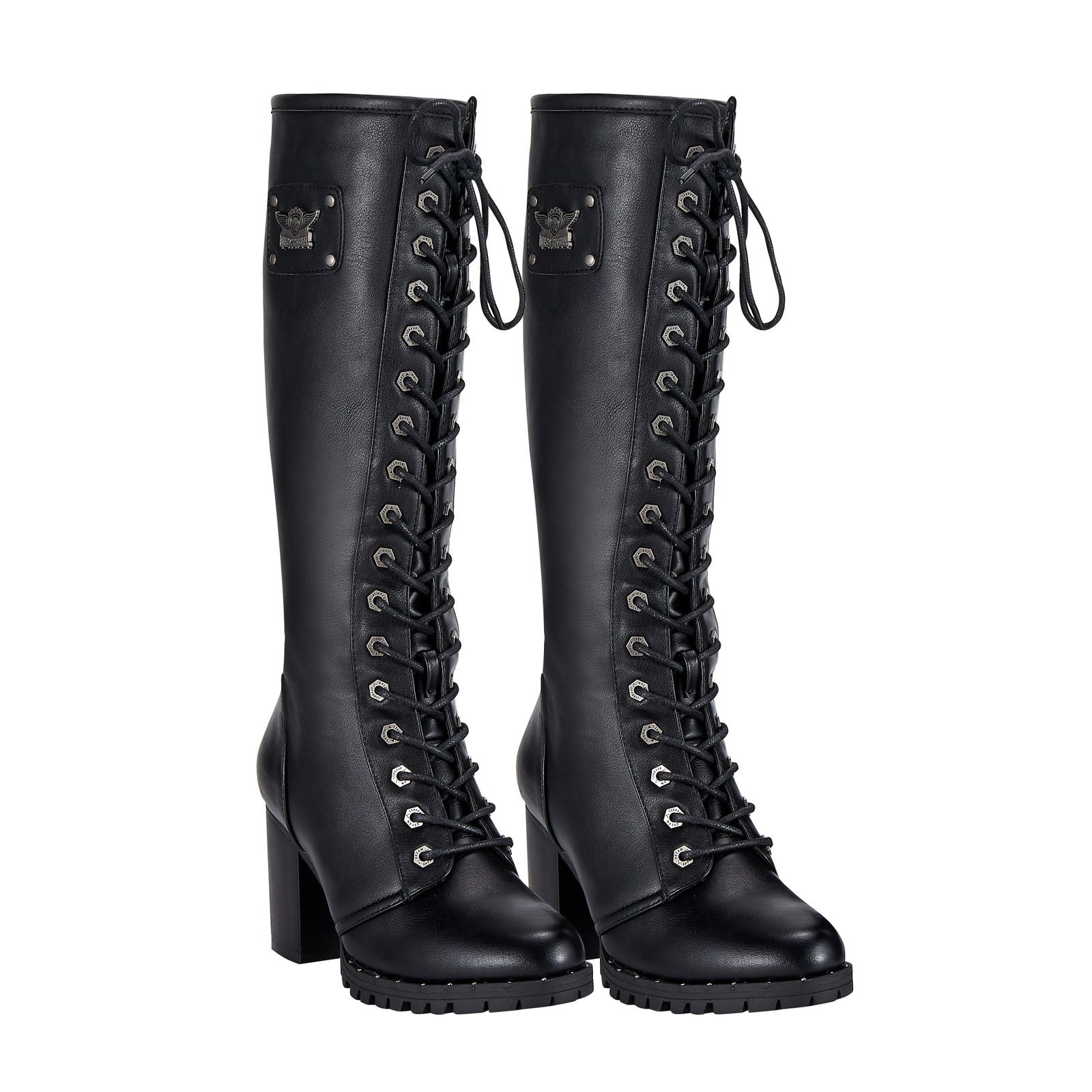 Motorcycle Boots - Women's - Knee High - Chunky Heel and Zipper - BTL7006-DL - Image 3