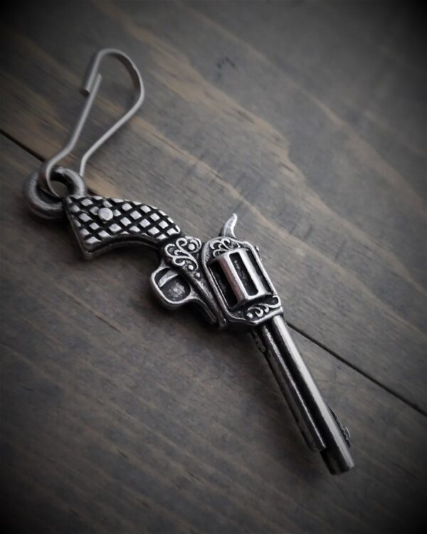 Zipper Pull - Revolver - Hand Gun - Lead Free Pewter - Made In U.S.A. - BZP-24-DS