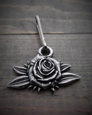 Zipper Pull - Rose - Lead Free Pewter - Made In U.S.A. - BZP-25-DS