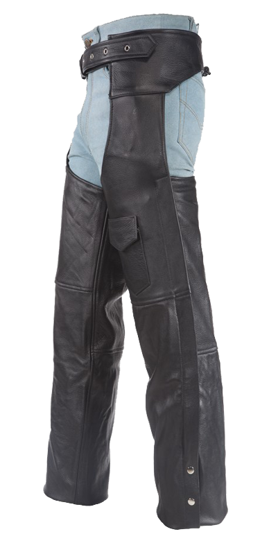 Leather Chaps - Men or Women - Plain - Motorcycle - Biker - C325-04-DL - Image 2
