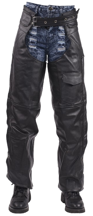 Leather Assless Chaps - Braid Design - Men or Women - C4326-04-DL - Image 2