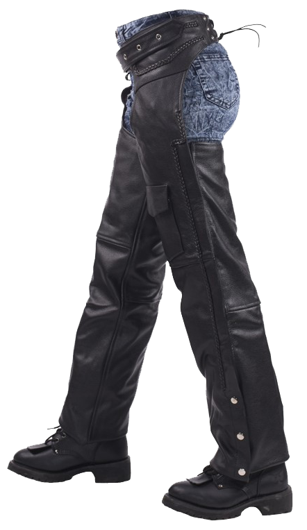 Leather Assless Chaps - Braid Design - Men or Women - C4326-04-DL