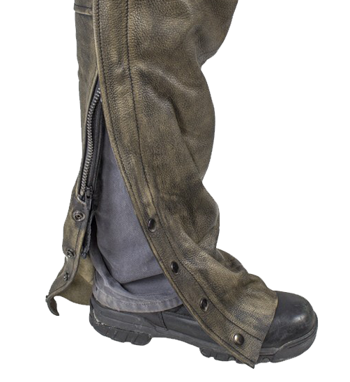 Men's Leather Chaps in Naked Distressed Brown Leather - SKU C334-12-DL - Image 4