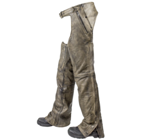 Men's Leather Chaps in Naked Distressed Brown Leather - SKU C334-12-DL