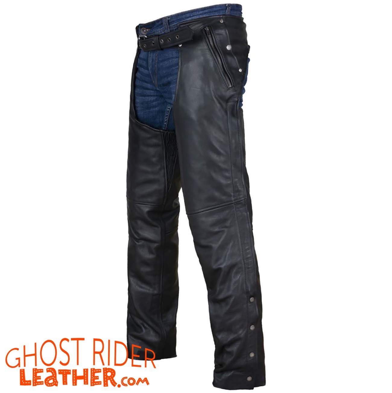 Leather Chaps - Men's or Women's - Removable Liner - Split Leather - C4334-04-DL - Image 3