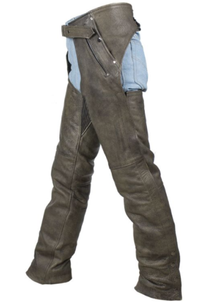 Leather Motorcycle Chaps - Men's - Up To 8XL - Naked Distressed Brown - C4334-12-DL