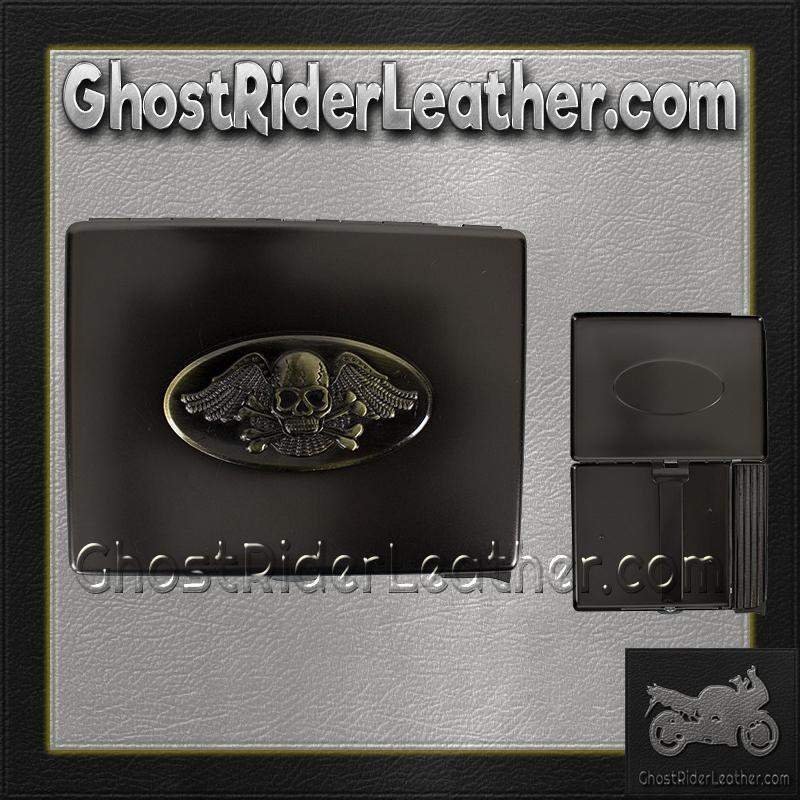 Metal Cigarette Case - Skull and Wings Design - Biker Gift Ideas - CG8-DL - Image 5
