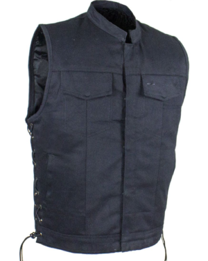 Denim Motorcycle Club Vest - Men's - Up To Size 60 - Big and Tall - CL-MV9320-ZIP-BD-DL