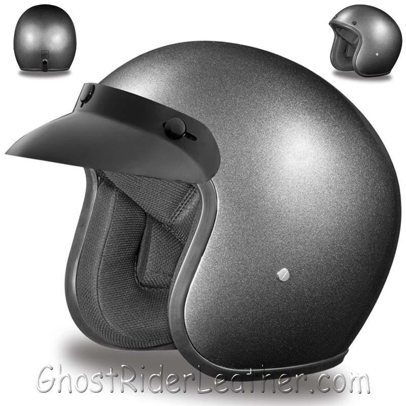 DOT Motorcycle Helmet - Gun Metal Metallic - Open Face - 3/4 - DC1-GM-DH - Image 8