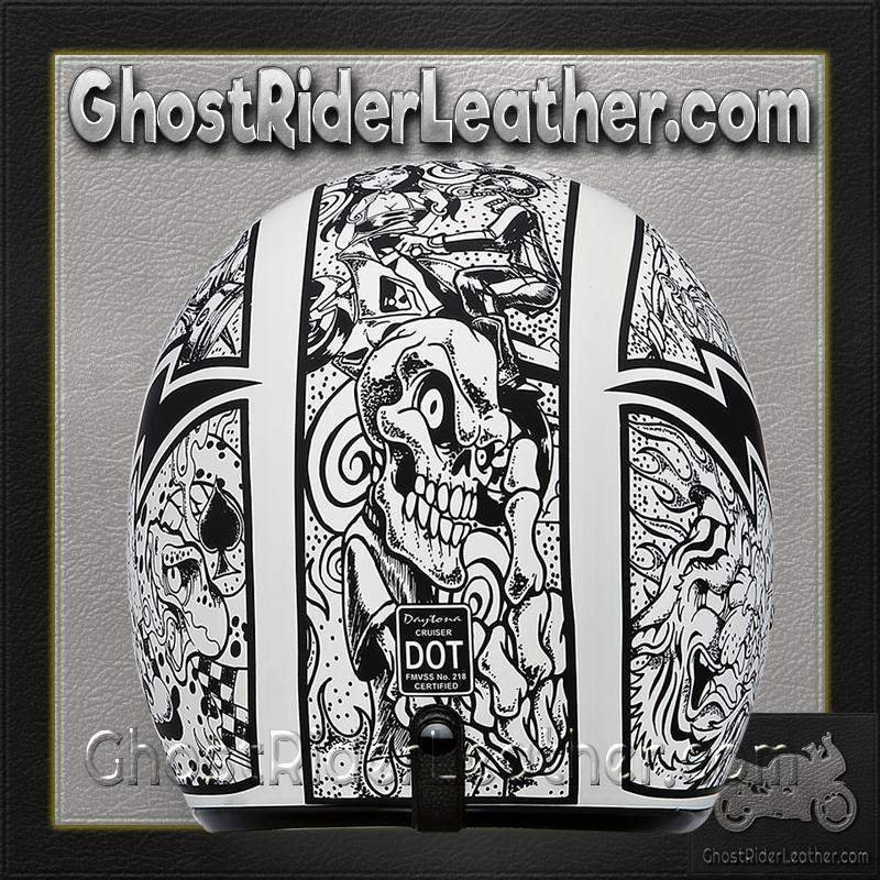 DOT Motorcycle Helmet - Graffiti - Open Face - Cruiser - DC6-G-DH - Image 8