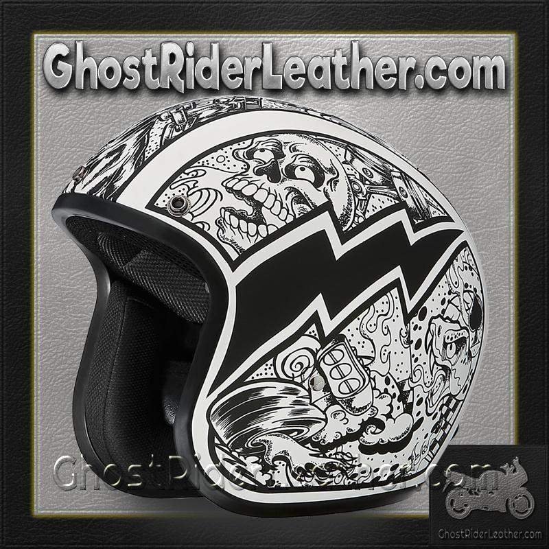 DOT Motorcycle Helmet - Graffiti - Open Face - Cruiser - DC6-G-DH - Image 9