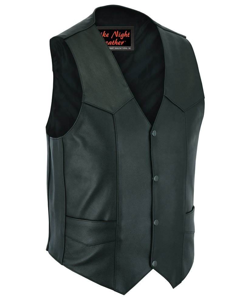 Leather Motorcycle Vest - Men's - Plain Sides - Up To Size 66 - Quiet Ride - RC104-RC