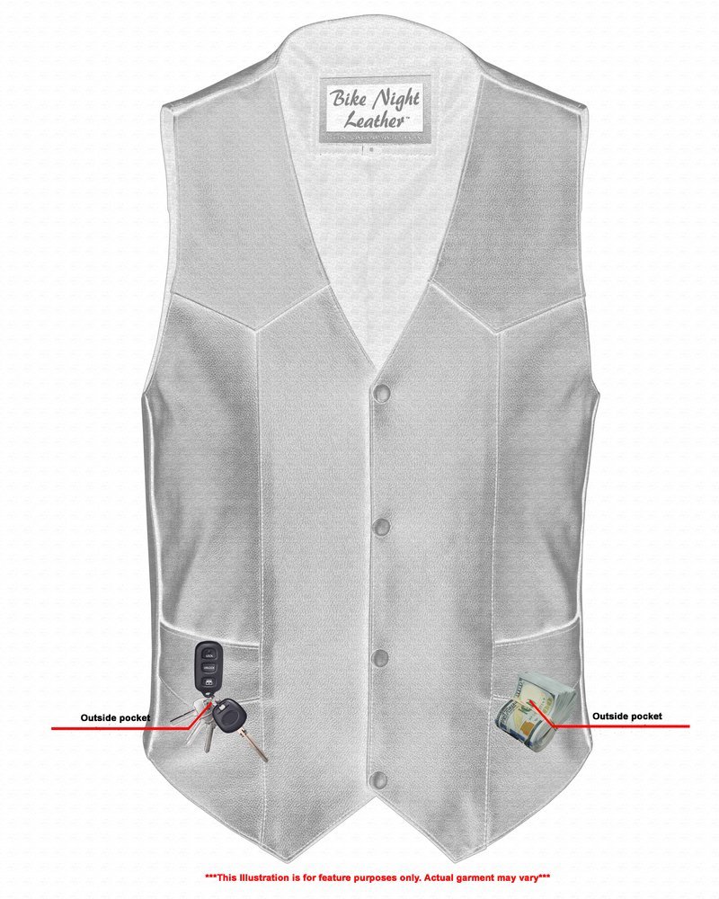 Leather Motorcycle Vest - Men's - Plain Sides - Up To Size 66 - Quiet Ride - RC104-RC - Image 6
