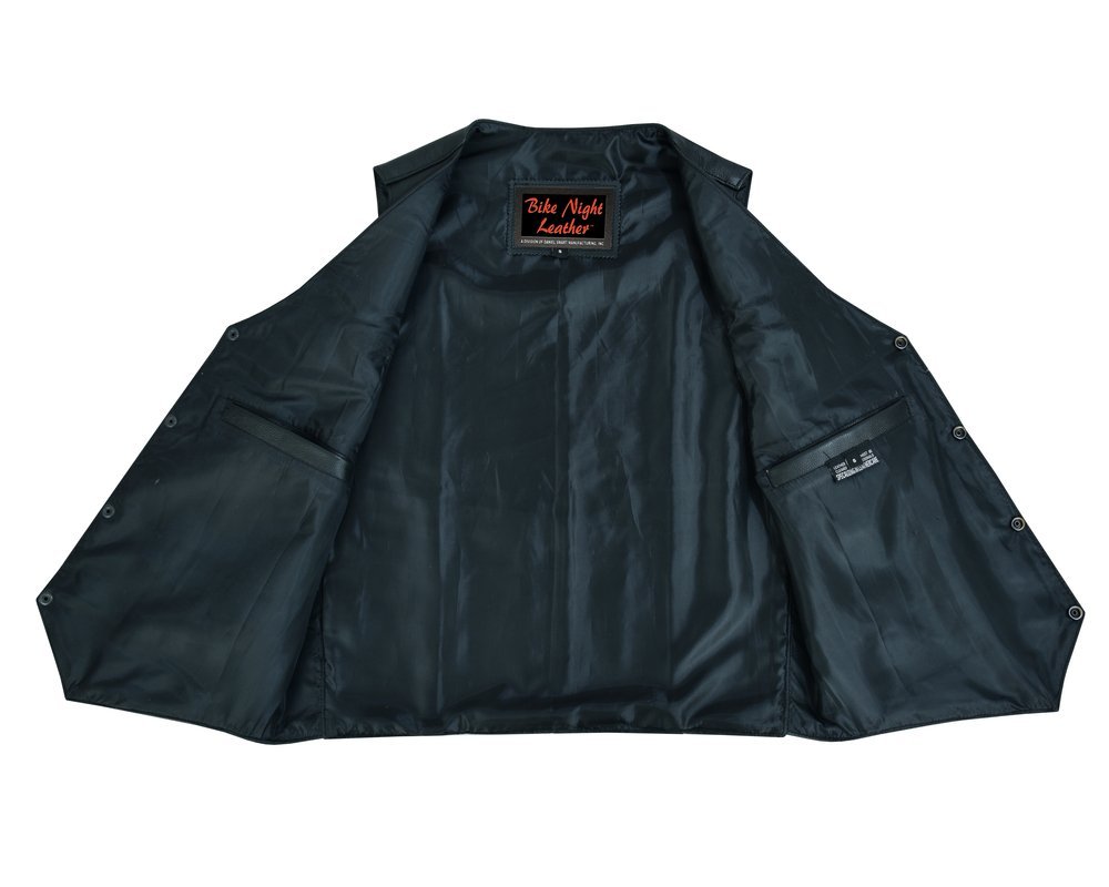 Leather Motorcycle Vest - Men's - Plain Sides - Up To Size 66 - Quiet Ride - RC104-RC - Image 14