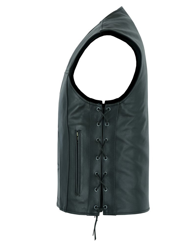 Leather Motorcycle Vest - Men's - Gun Pockets - Side Laces - Up To 9XL - Clubster - RC105-RC - Image 18