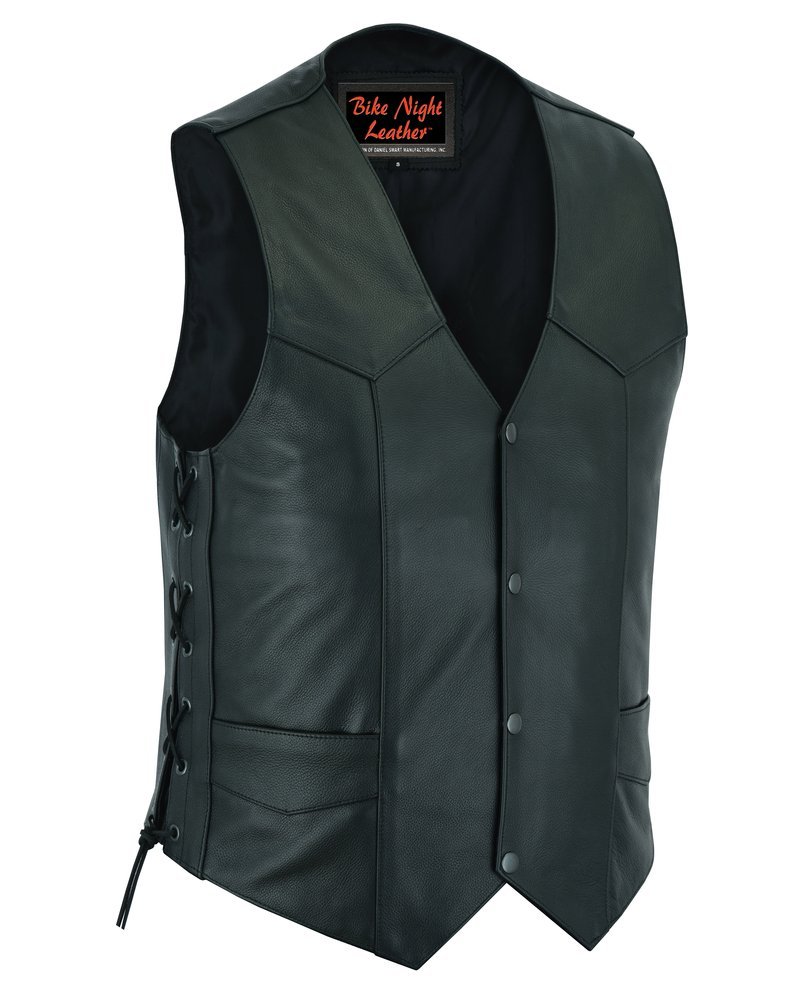 Leather Motorcycle Vest - Men's - Side Laces - Up To 66 - Highway Lace - RC106-RC