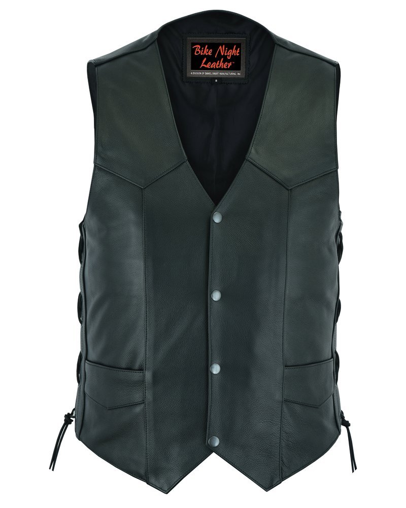 Leather Motorcycle Vest - Men's - Side Laces - Up To 66 - Highway Lace - RC106-RC - Image 5
