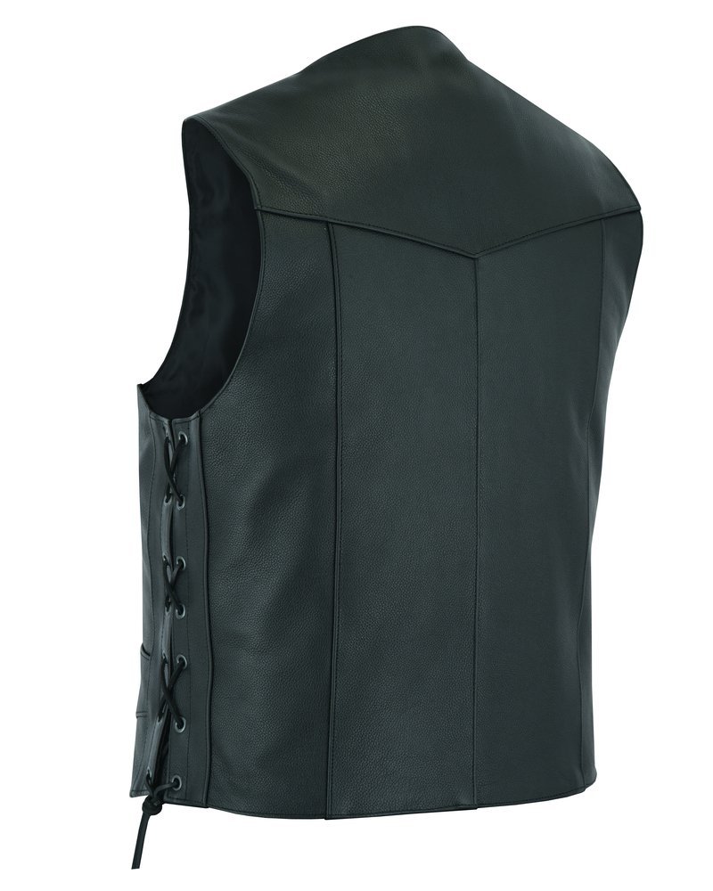 Leather Motorcycle Vest - Men's - Side Laces - Up To 66 - Highway Lace - RC106-RC - Image 8