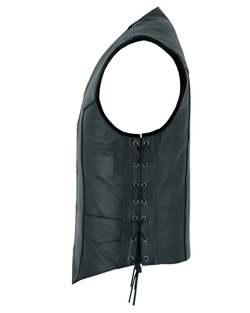 Leather Motorcycle Vest - Men's - Side Laces - Up To 66 - Highway Lace - RC106-RC - Image 9