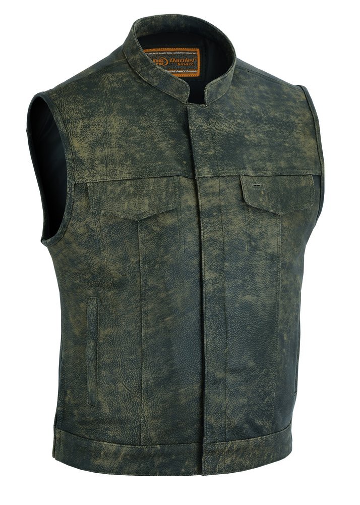 Leather Motorcycle Vest - Men's - Up To Size 8XL - Antique Brown - Big and Tall - Burnt - RC108-RC - Image 2