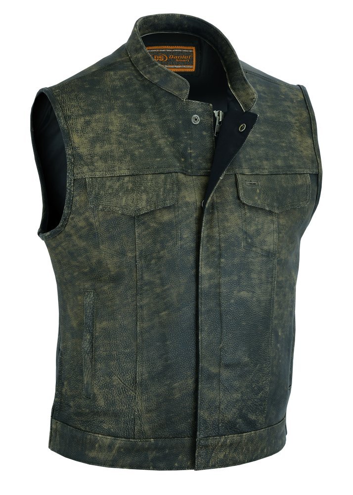 Leather Motorcycle Vest - Men's - Up To Size 8XL - Antique Brown - Big and Tall - Burnt - RC108-RC - Image 10