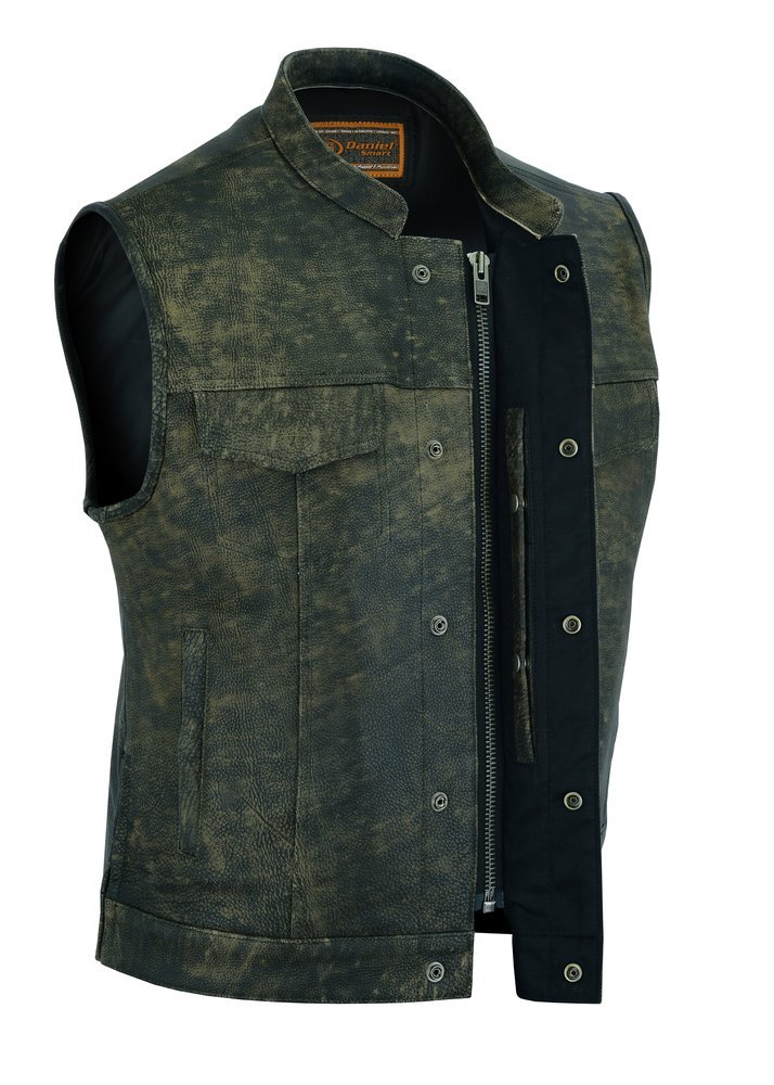 Leather Motorcycle Vest - Men's - Up To Size 8XL - Antique Brown - Big and Tall - Burnt - RC108-RC - Image 8