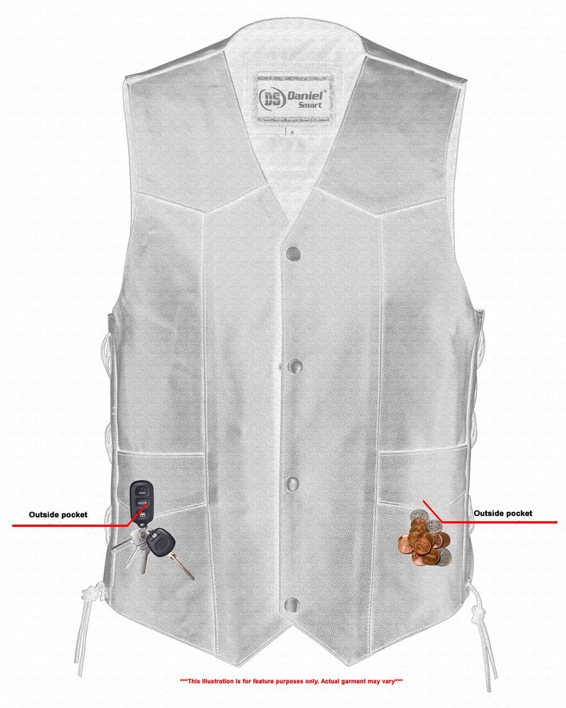 Leather Motorcycle Vest - Men's - Gun Pockets - Up To 9XL - ThunderLace - RC111-RC - Image 5