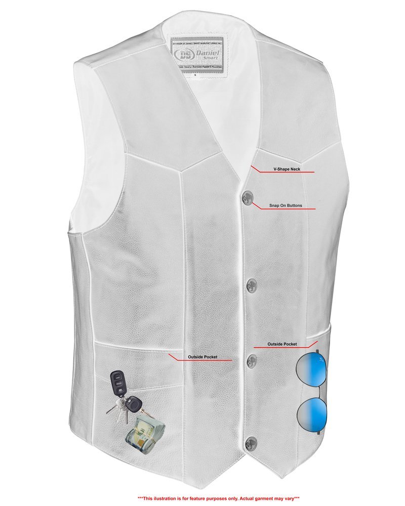 Leather Motorcycle Vest - Men's - Buffalo Nickel Snaps - Gun - Up To 9XL - Back Line - RC115-RC - Image 10
