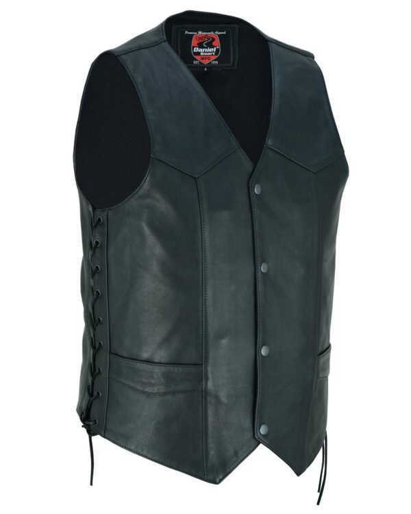 Leather Motorcycle Vest - Men's - Gun Pockets - Up To 8XL -  Guild Gold - RC122-RC