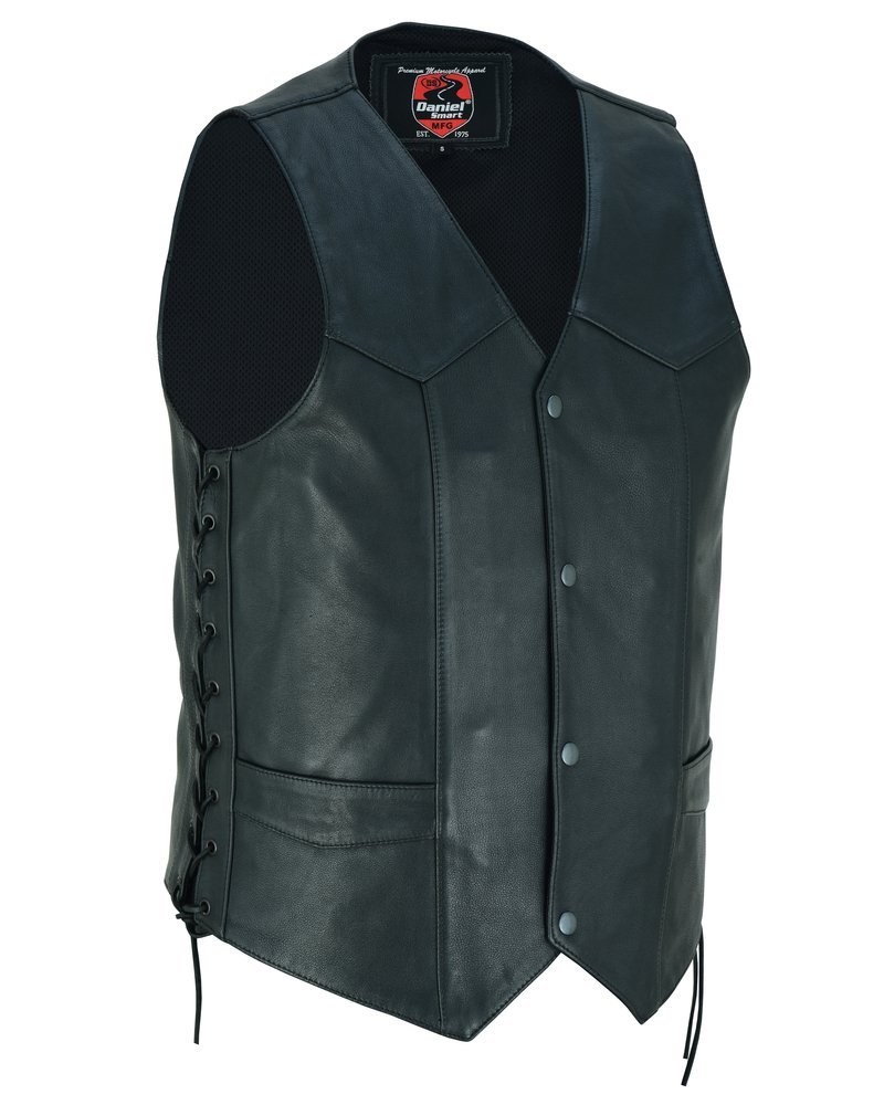 Leather Motorcycle Vest - Men's - Gun Pockets - Up To 8XL - Guild Gold - RC122-RC