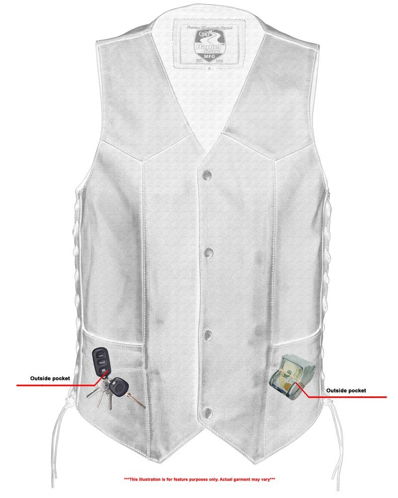 Leather Motorcycle Vest - Men's - Gun Pockets - Up To 8XL - Guild Gold - RC122-RC - Image 3