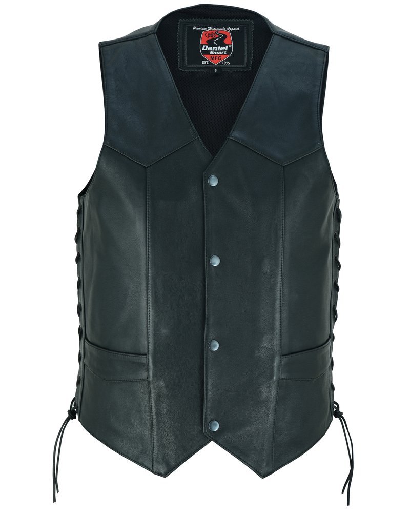 Leather Motorcycle Vest - Men's - Gun Pockets - Up To 8XL - Guild Gold - RC122-RC - Image 5