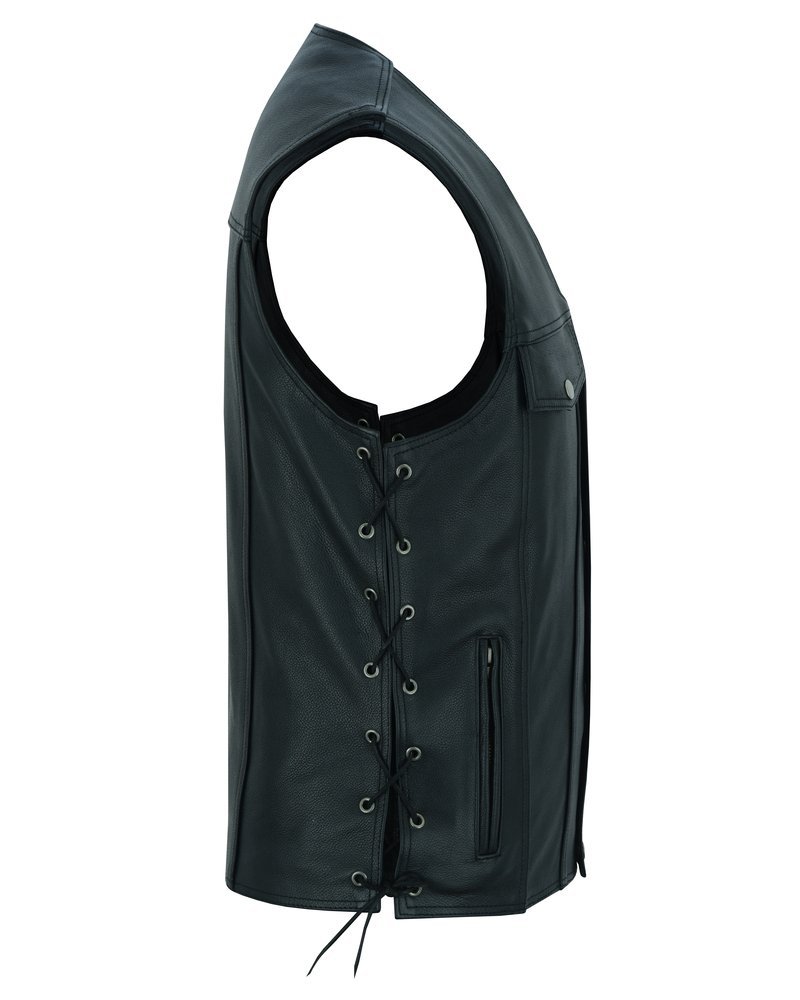Leather Motorcycle Vest - Men's - Gun Pockets - Up To 10XL - Rocker - RC124-RC - Image 15