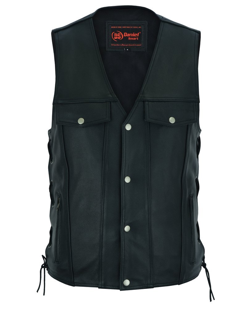 Leather Motorcycle Vest - Men's - Gun Pockets - Up To 10XL - Rocker - RC124-RC - Image 17