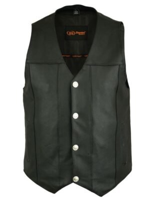 Leather Motorcycle Vest - Men's - Gun Pockets - Buffalo Nickel Snaps - Up To 8XL - SolidRider - RC141-RC