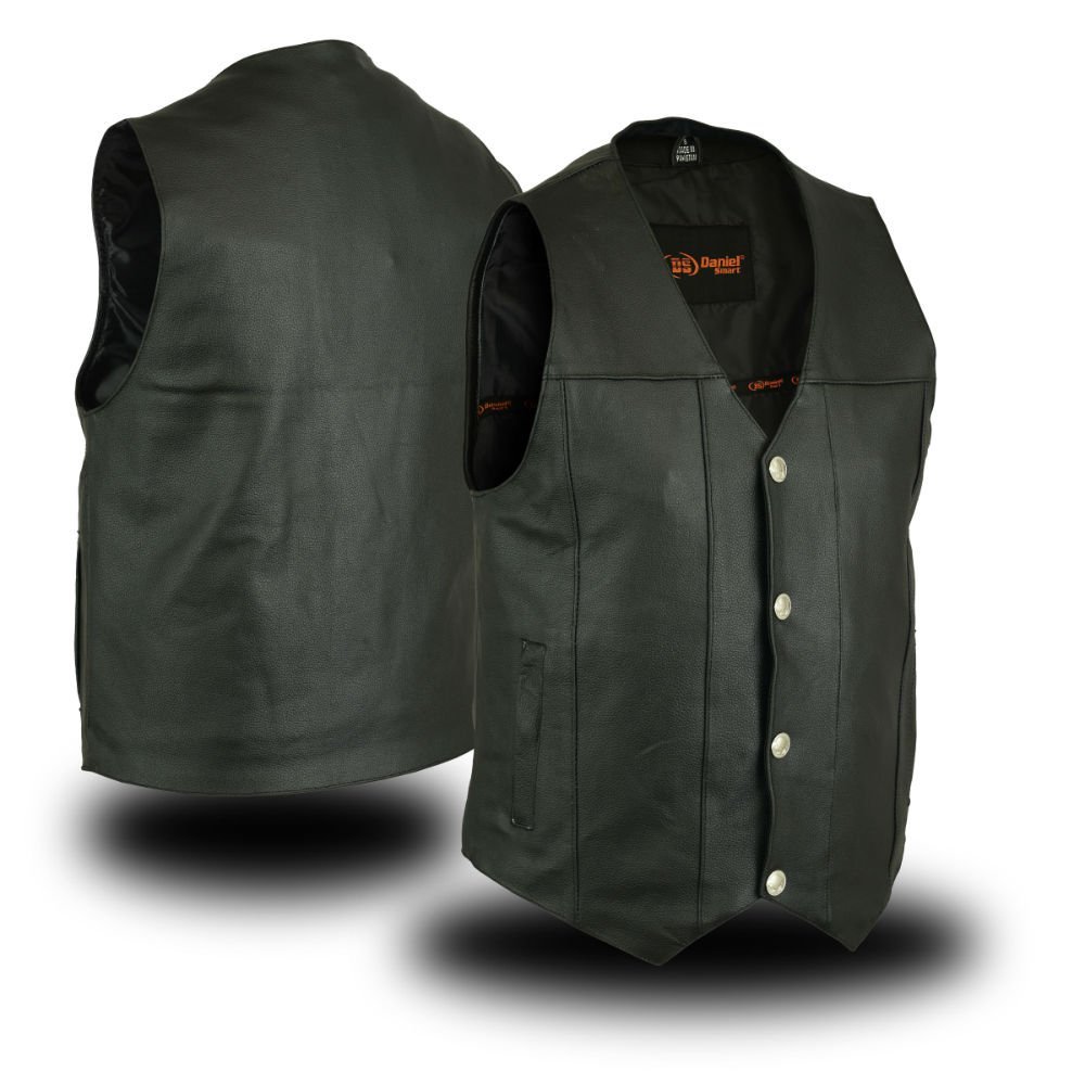 Leather Motorcycle Vest - Men's - Gun Pockets - Buffalo Nickel Snaps - Up To 8XL - SolidRider - RC141-RC - Image 4