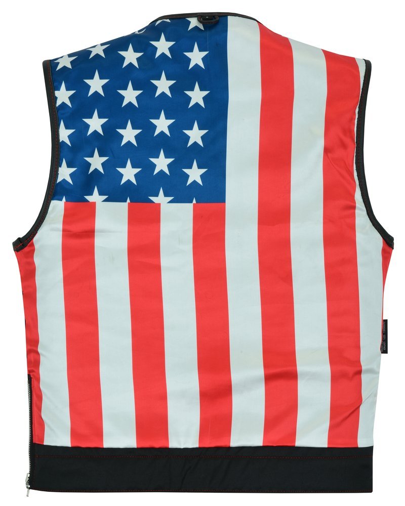 Leather Motorcycle Vest - Men's - USA Flag Liner - Gun Pockets - Up To 8XL - American Core - RC155-RC - Image 7