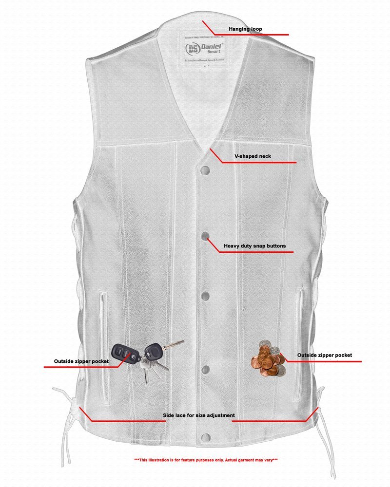 Leather Motorcycle Vest - Men's -Up To Size 8XL - Tapered Bottom - Big and Tall - Curated - RC161-TALL-RC - Image 5