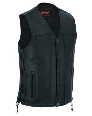 Leather Motorcycle Vest - Men's -Up To Size 8XL - Tapered Bottom - Big and Tall - Curated - RC161-TALL-RC