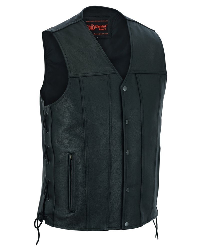 Leather Motorcycle Vest - Men's -Up To Size 8XL - Tapered Bottom - Big and Tall - Curated - RC161-TALL-RC