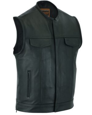 Leather Motorcycle Vest - Men's - Gun Pockets - Up To 12XL - Big and Tall - Titan Shade Eclipse - RC177-RC