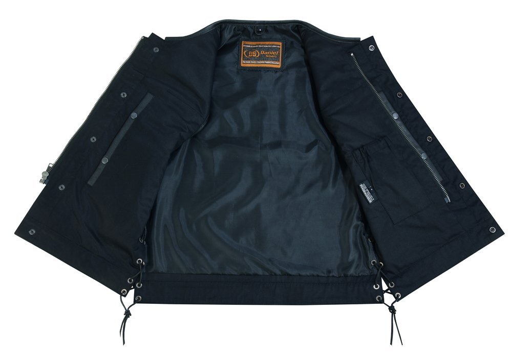Leather Motorcycle Vest - Men's - Side Laces - Up To 12XL - Big and Tall - Black Armor - RC178-RC - Image 10