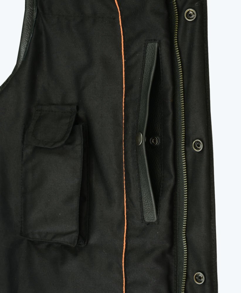 Leather Motorcycle Vest - Men's - Hidden Zipper - Up To 12XL - Big and Tall - DS181A-DS - Image 7